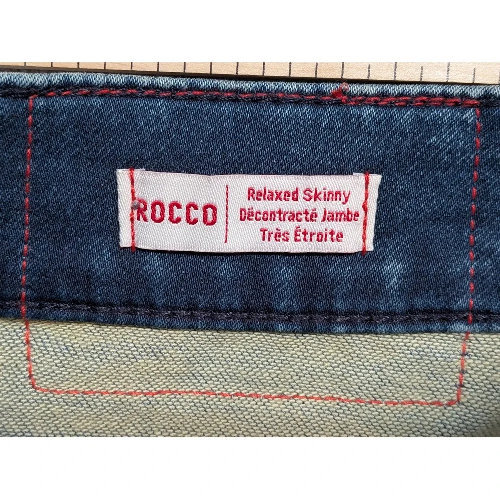 True Religion Mens Jeans Rocco Blue 33x34 Relaxed Skinny Denim Stretch Pockets